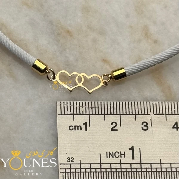 دستبند دو قلب مینیمال طلا لیزری